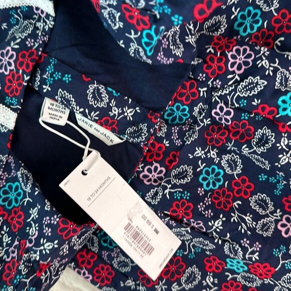 Janie and Jack Floral Wide Leg Jumpsuit in Merchant Marine Size 18/24 Months - Picture 7 of 7